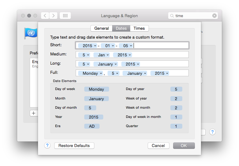 Setting the date format